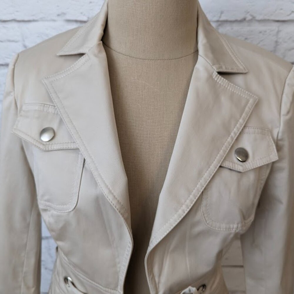 Classy Tan Spring Blazer Jacket By Cache - Size 2 - image 3